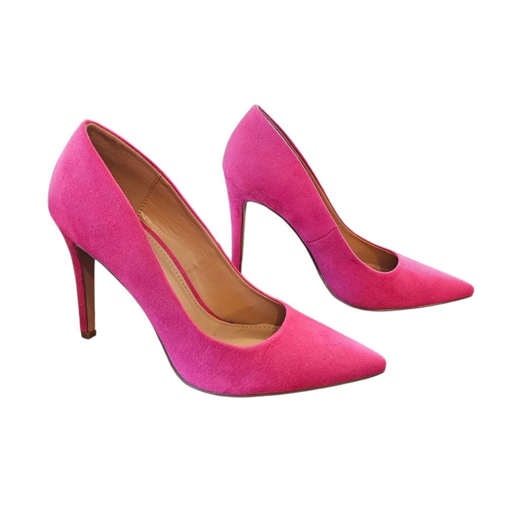 JustFab Vibrant Pink Faux Suede Size 8 - Picture 2 of 5